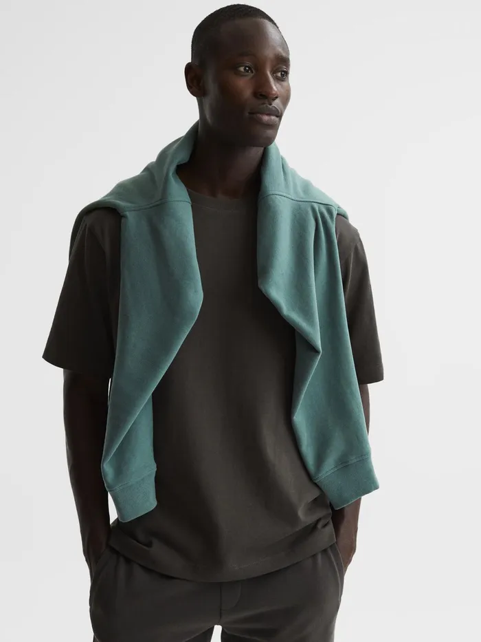 Reiss TShirts Tate Oversized Garment Dye TShirt Fern Green 8211 Men