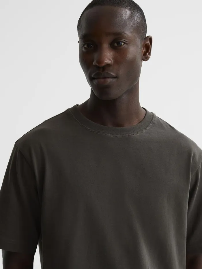 Reiss TShirts Tate Oversized Garment Dye TShirt Fern Green 8211 Men