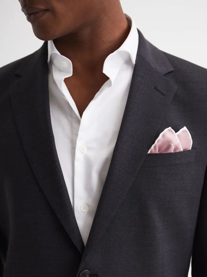 Reiss Ties and Pocket Squares Ceremony Plain Silk Pocket Square Airforce Blue 8211 Men
