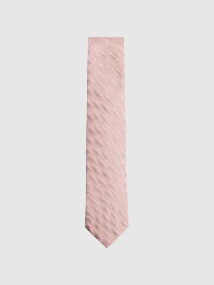 Reiss Ties and Pocket Squares Ceremony Textured Silk Tie Soft Pink 8211 Men
