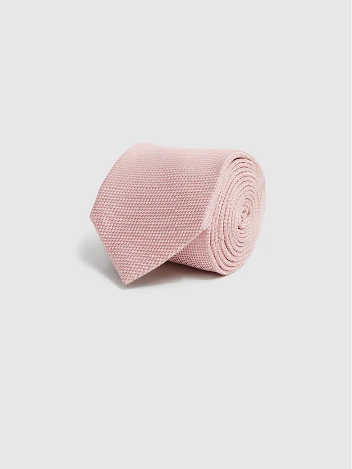 Reiss Ties and Pocket Squares Ceremony Textured Silk Tie Soft Pink 8211 Men