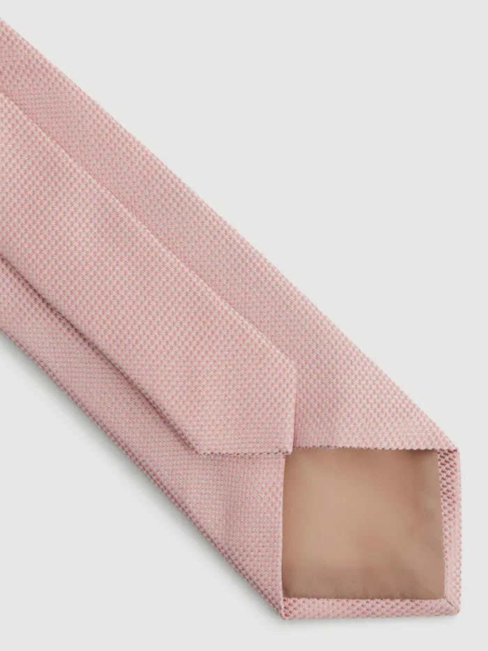 Reiss Ties and Pocket Squares Ceremony Textured Silk Tie Soft Pink 8211 Men