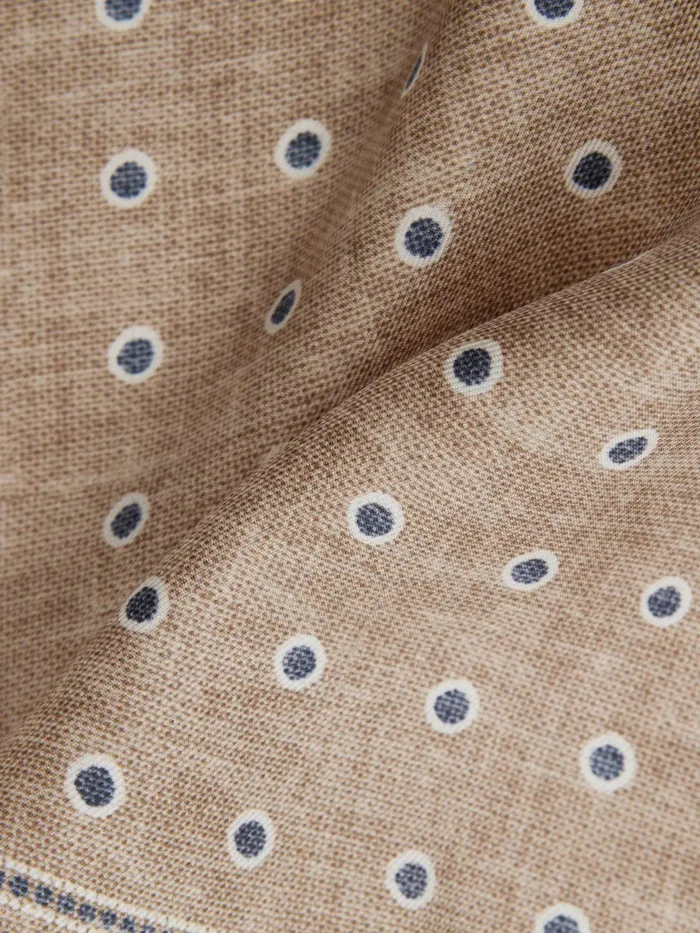 Reiss Ties and Pocket Squares Marino Silk Polka Dot Print Pocket Square Oatmeal Melange 8211 Men