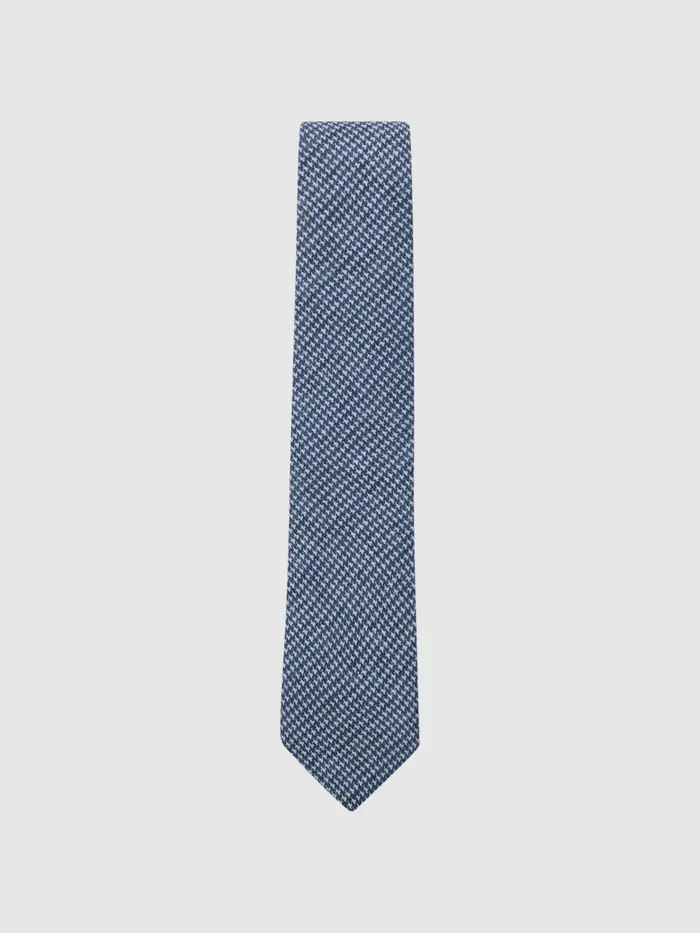 Reiss Ties and Pocket Squares Vasto Linen Puppytooth Tie Airforce Blue 8211 Men Reiss Ties and Pocket Squares Vasto Linen Puppytooth Tie Airforce Blue 8211 Men
