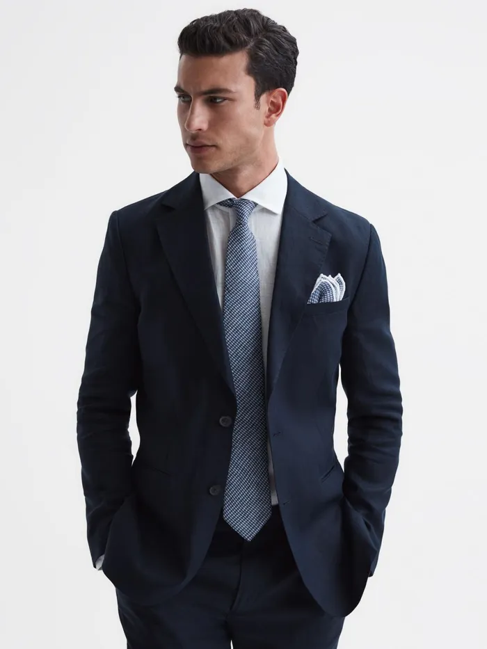Reiss Ties and Pocket Squares Vasto Linen Puppytooth Tie Airforce Blue 8211 Men Reiss Ties and Pocket Squares Vasto Linen Puppytooth Tie Airforce Blue 8211 Men