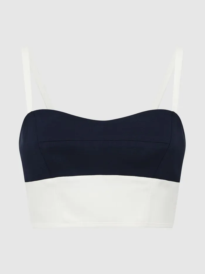 Reiss Tops Amara Colourblock Cropped Top Navywhite 8211 Women