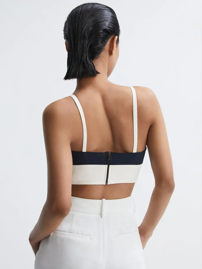 Reiss Tops Amara Colourblock Cropped Top Navywhite 8211 Women