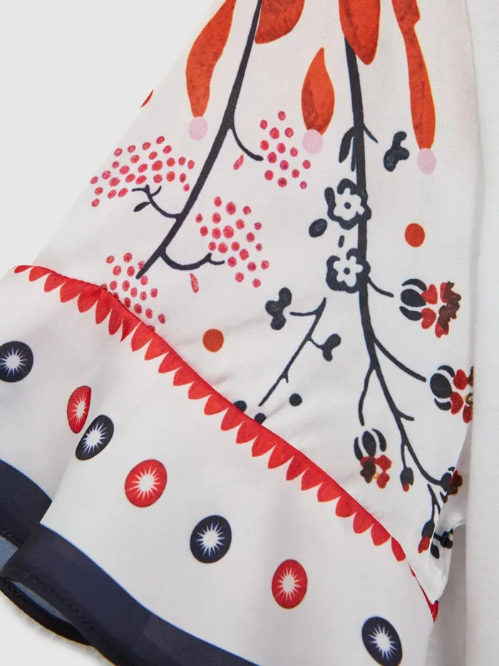 Reiss Tops and Tshirts Anastasia Flared Printed Sleeve TShirt White 8211 Children