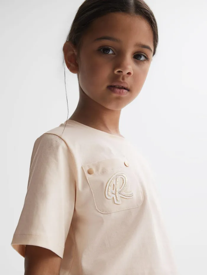 Reiss Tops and Tshirts Chloe Embroidered Crew Neck TShirt Pink 8211 Children