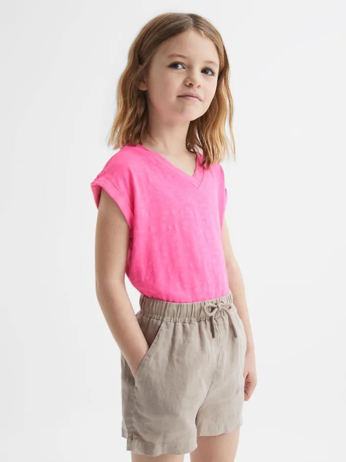 Reiss Tops and Tshirts Freddie Jersey VNeck TShirt Pink 8211 Children