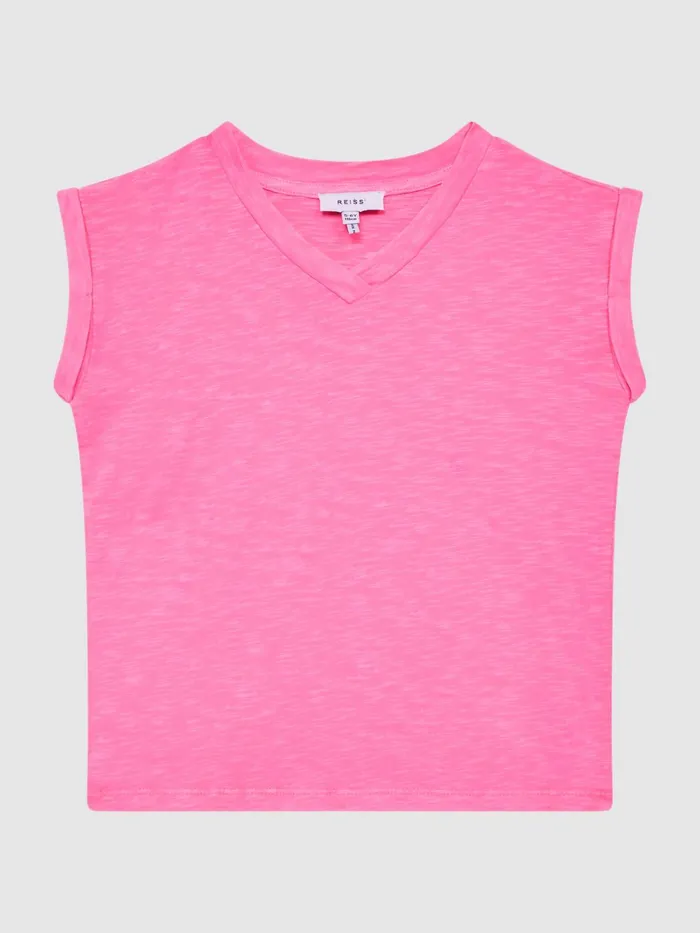 Reiss Tops and Tshirts Freddie Jersey VNeck TShirt Pink 8211 Children