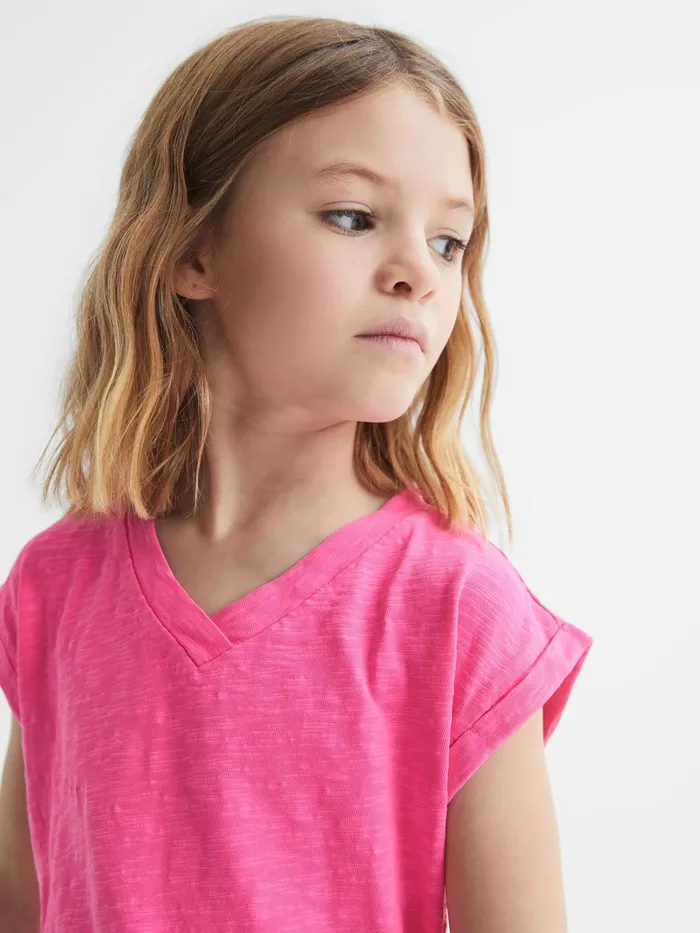 Reiss Tops and Tshirts Freddie Jersey VNeck TShirt Pink 8211 Children