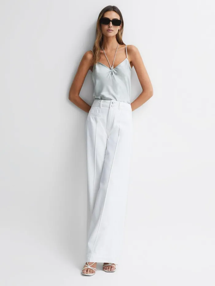 Reiss Tops Arina Paige Silk Beaded Vest Ice Flow 8211 Women