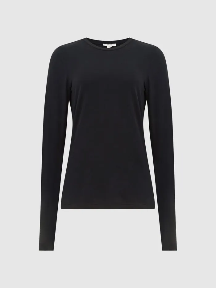 Reiss Tops Bebe Long Sleeve Crew Neck Top Black 8211 Women