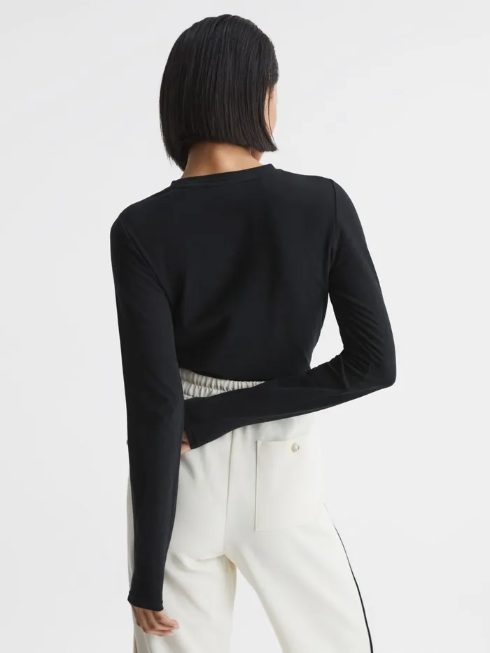 Reiss Tops Bebe Long Sleeve Crew Neck Top Black 8211 Women