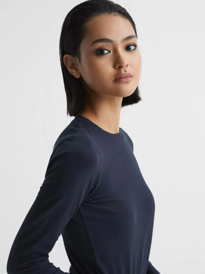 Reiss Tops Bebe Long Sleeve Crew Neck Top Navy 8211 Women