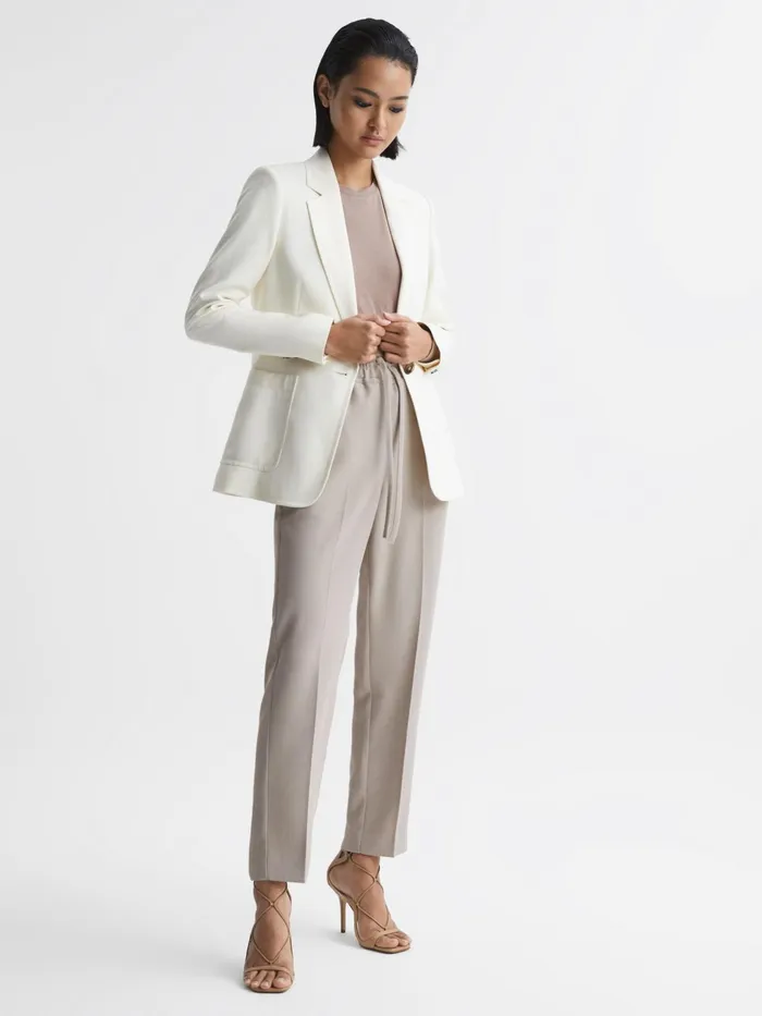 Reiss Tops Bebe Long Sleeve Crew Neck Top Taupe 8211 Women