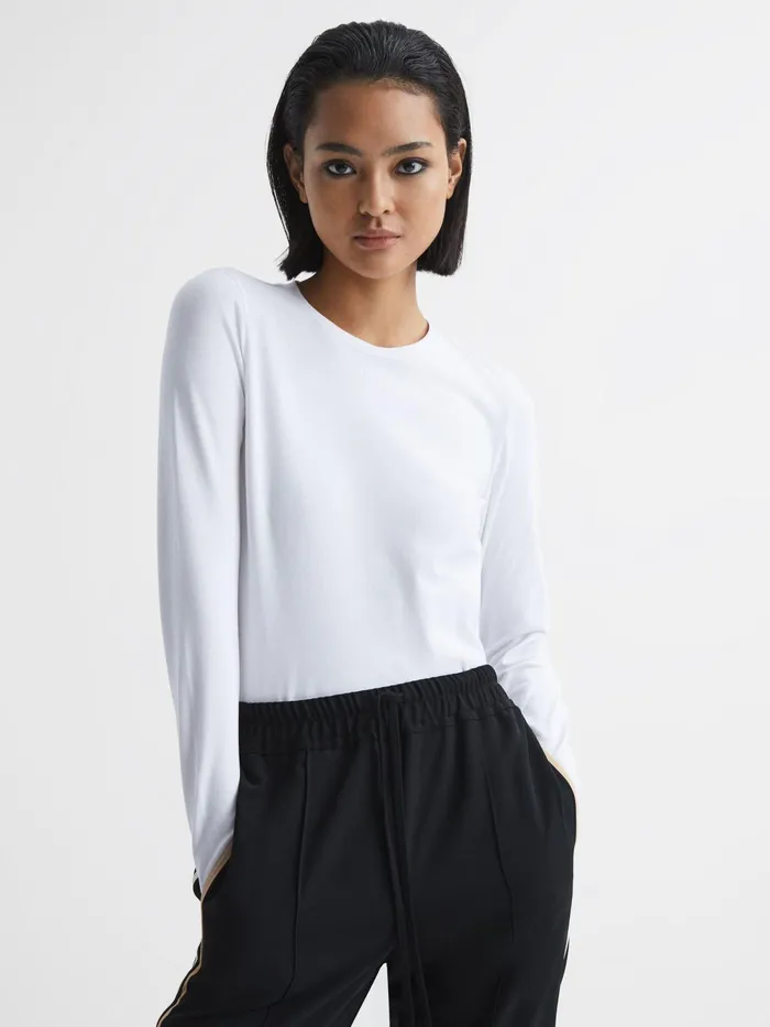 Reiss Tops Bebe Long Sleeve Crew Neck Top White 8211 Women