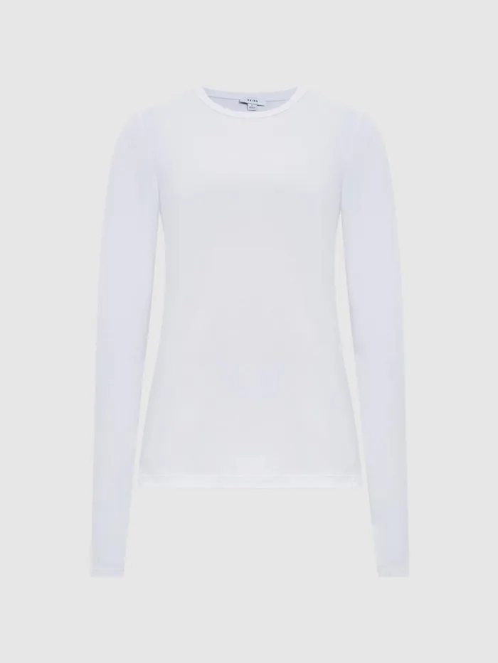 Reiss Tops Bebe Long Sleeve Crew Neck Top White 8211 Women
