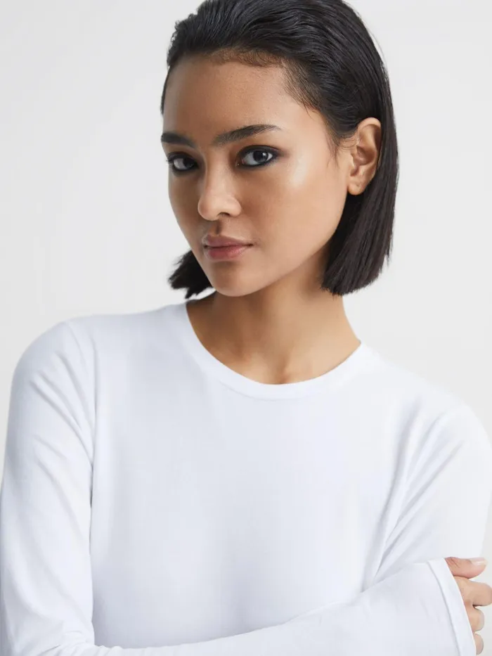 Reiss Tops Bebe Long Sleeve Crew Neck Top White 8211 Women