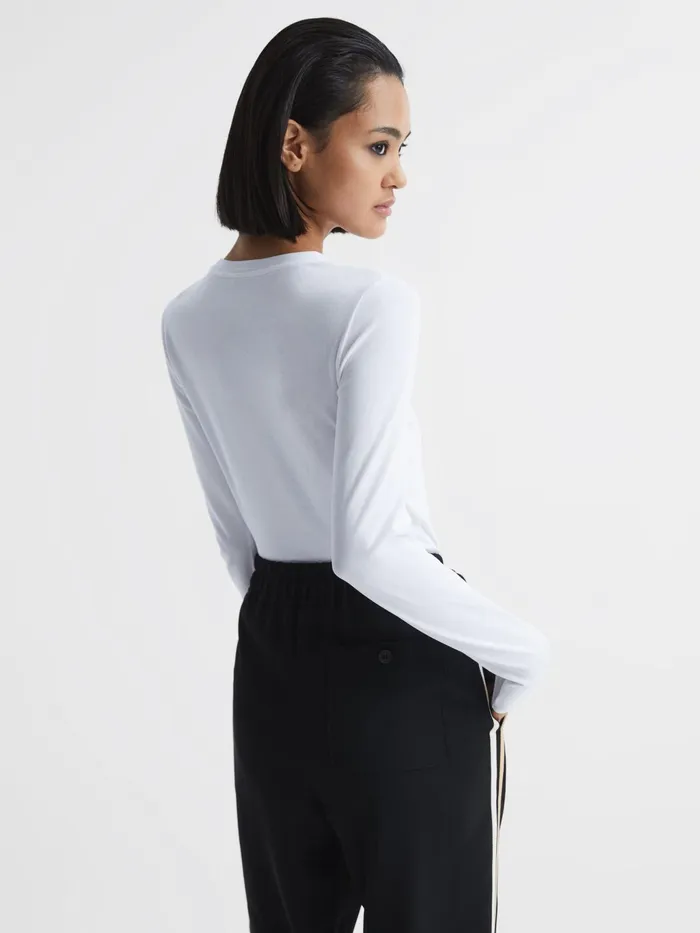Reiss Tops Bebe Long Sleeve Crew Neck Top White 8211 Women