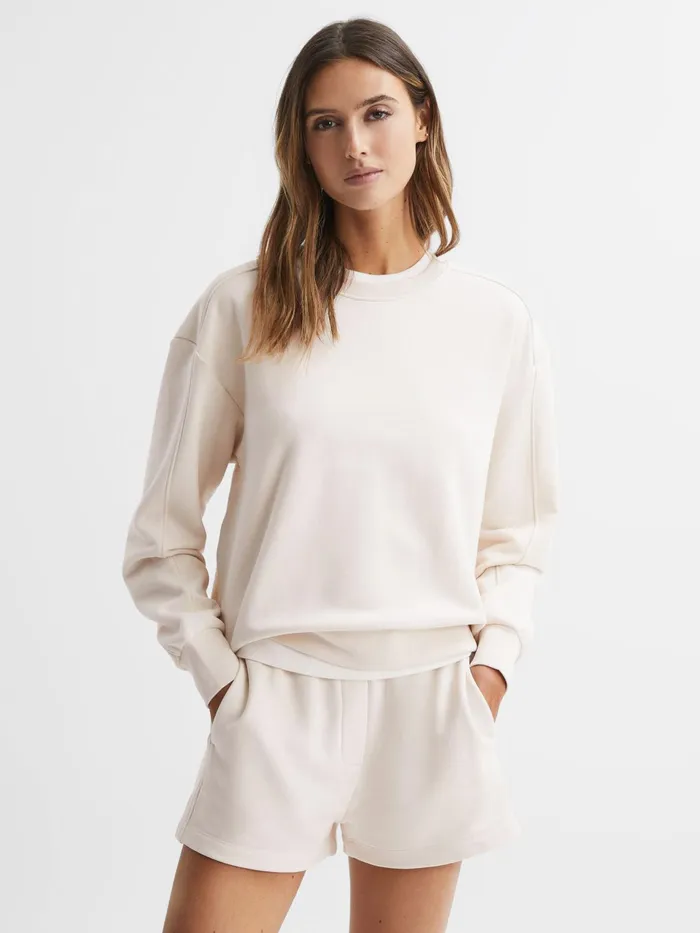 Reiss Tops Brandy Cotton Blend Sweatshirt Ivory 8211 Women