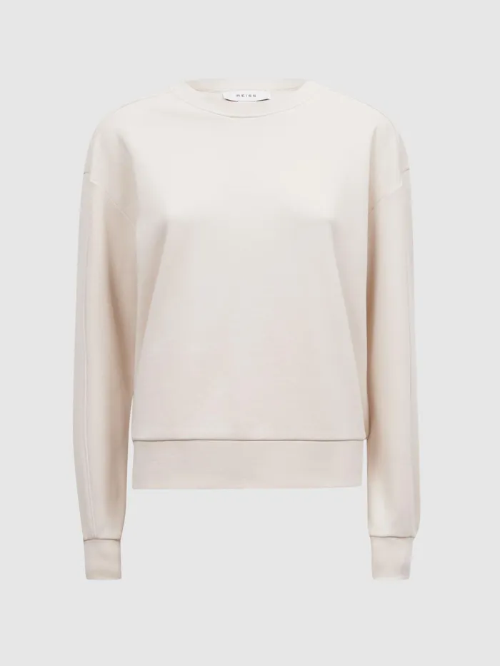 Reiss Tops Brandy Cotton Blend Sweatshirt Ivory 8211 Women