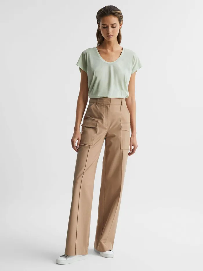 Reiss Tops Caia Scoop Neck Pima Cotton TShirt Pistachio 8211 Women