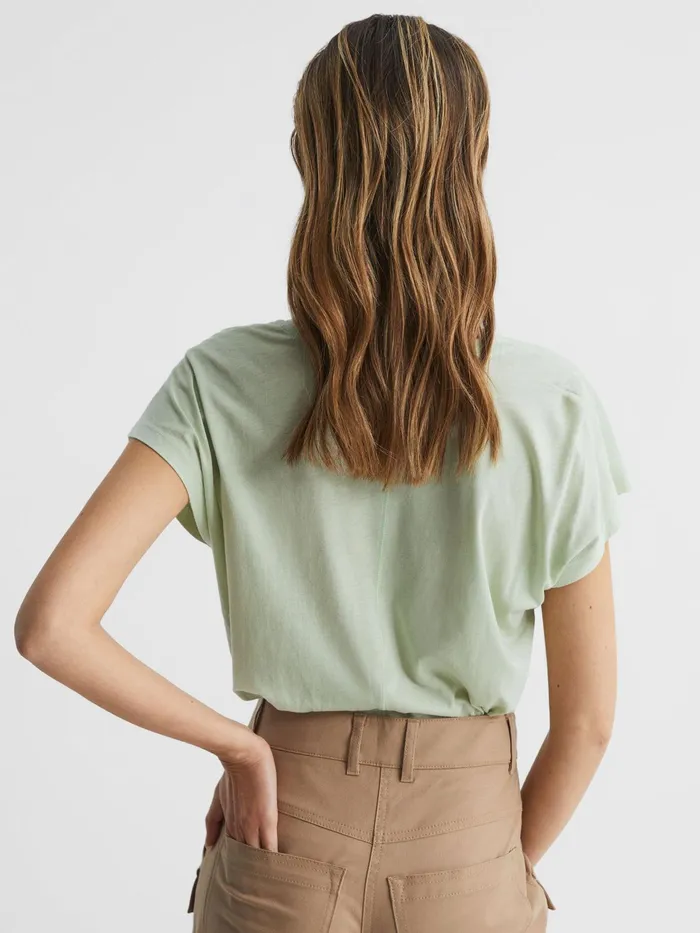 Reiss Tops Caia Scoop Neck Pima Cotton TShirt Pistachio 8211 Women