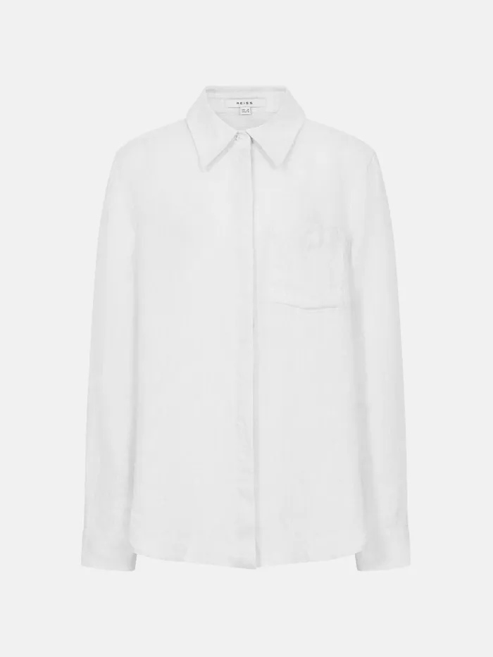Reiss Tops Campbell Linen Shirt Aqua 8211 Women
