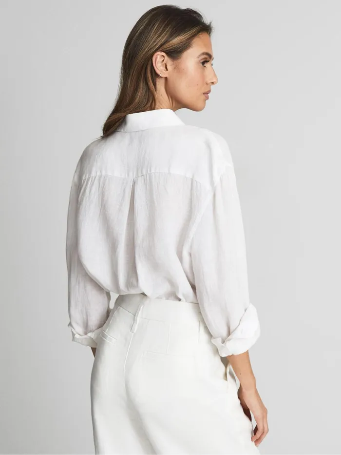 Reiss Tops Campbell Linen Shirt Aqua 8211 Women