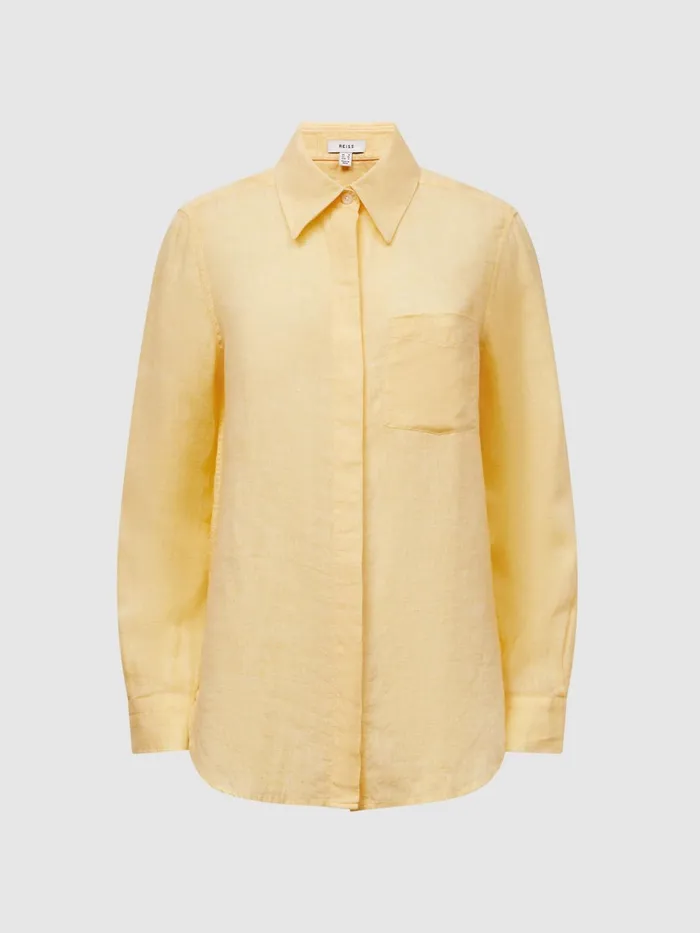 Reiss Tops Campbell Linen Shirt Lemon 8211 Women
