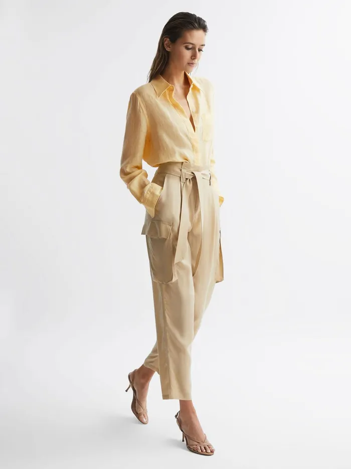 Reiss Tops Campbell Linen Shirt Lemon 8211 Women