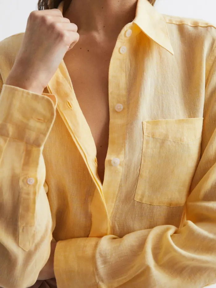 Reiss Tops Campbell Linen Shirt Lemon 8211 Women