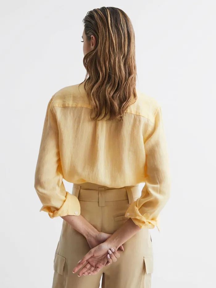 Reiss Tops Campbell Linen Shirt Lemon 8211 Women