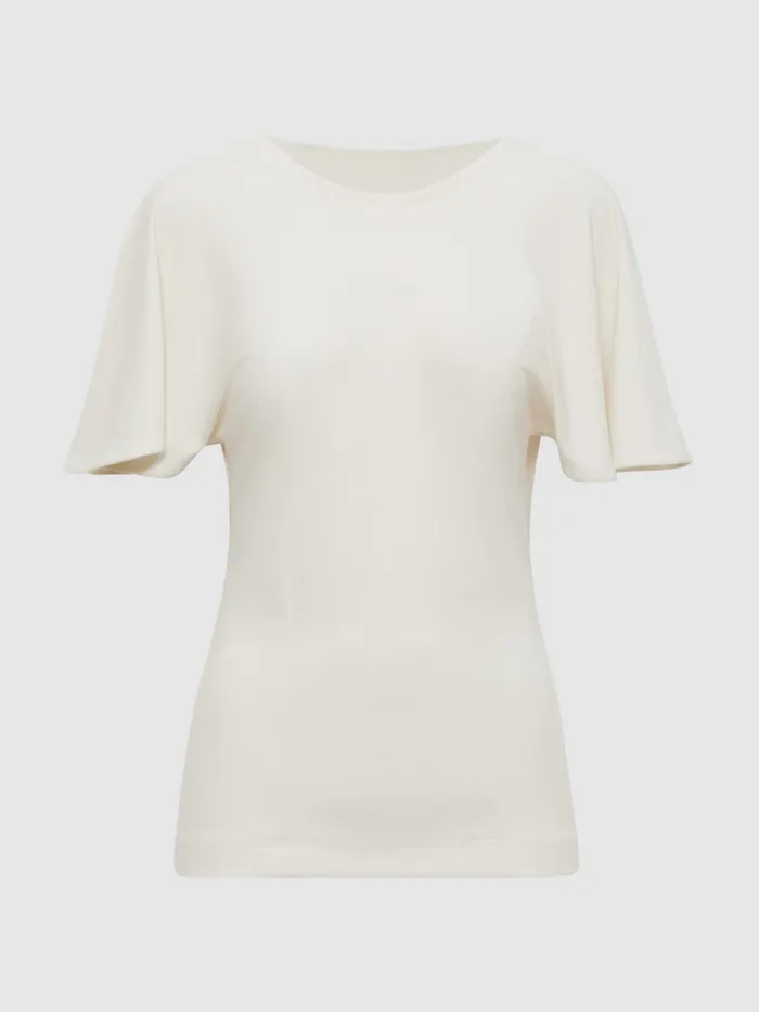 Reiss Tops Connie Fluid Sleeve TShirt Ivory 8211 Women