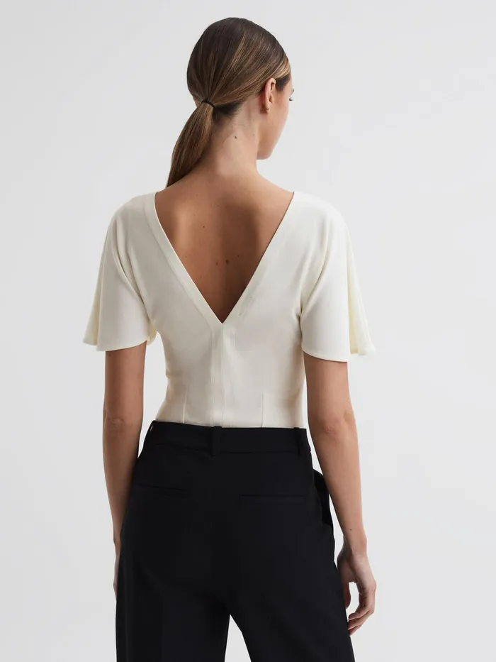 Reiss Tops Connie Fluid Sleeve TShirt Ivory 8211 Women