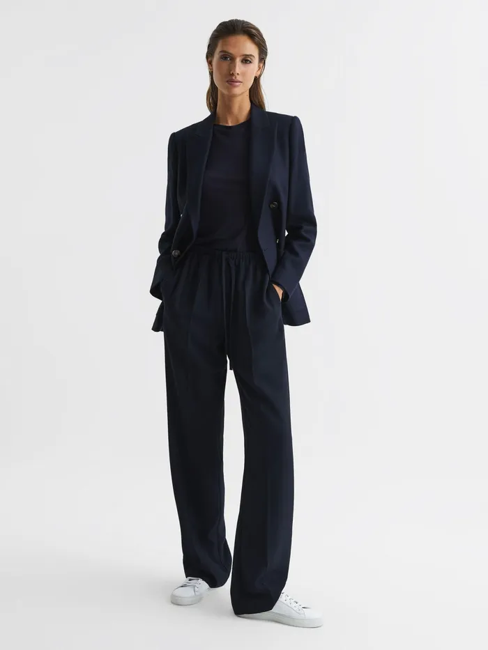 Reiss Tops Drew Long Sleeve Crew Neck Top Navy 8211 Women