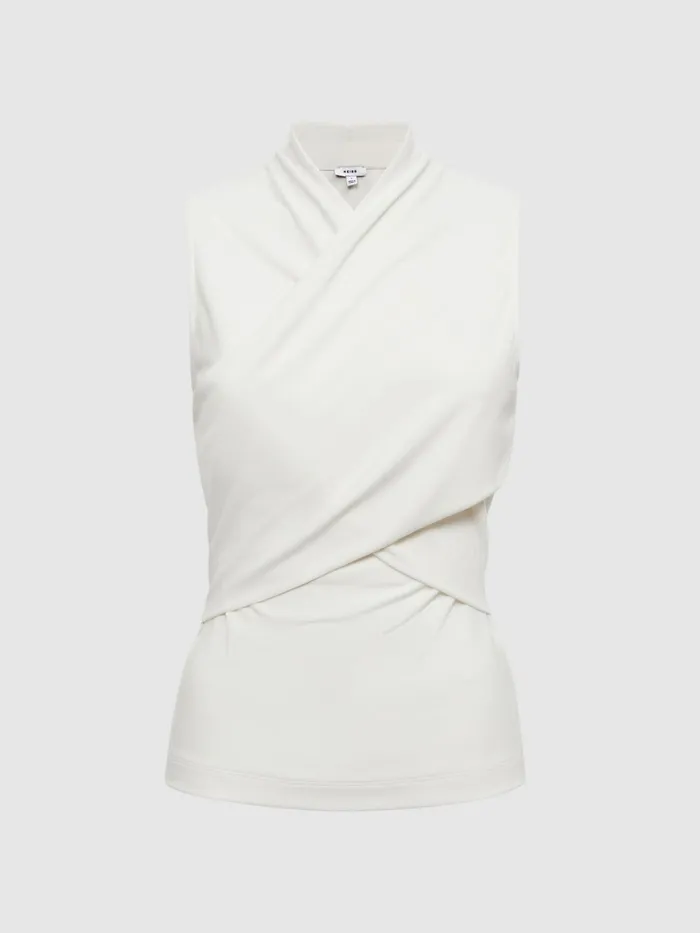 Reiss Tops Eli Sleeveless Wrap Top Black 8211 Women