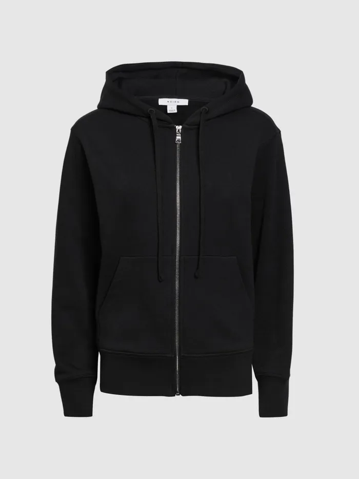 Reiss Tops Frankie Zip Through Cotton Hoodie Black 8211 Women