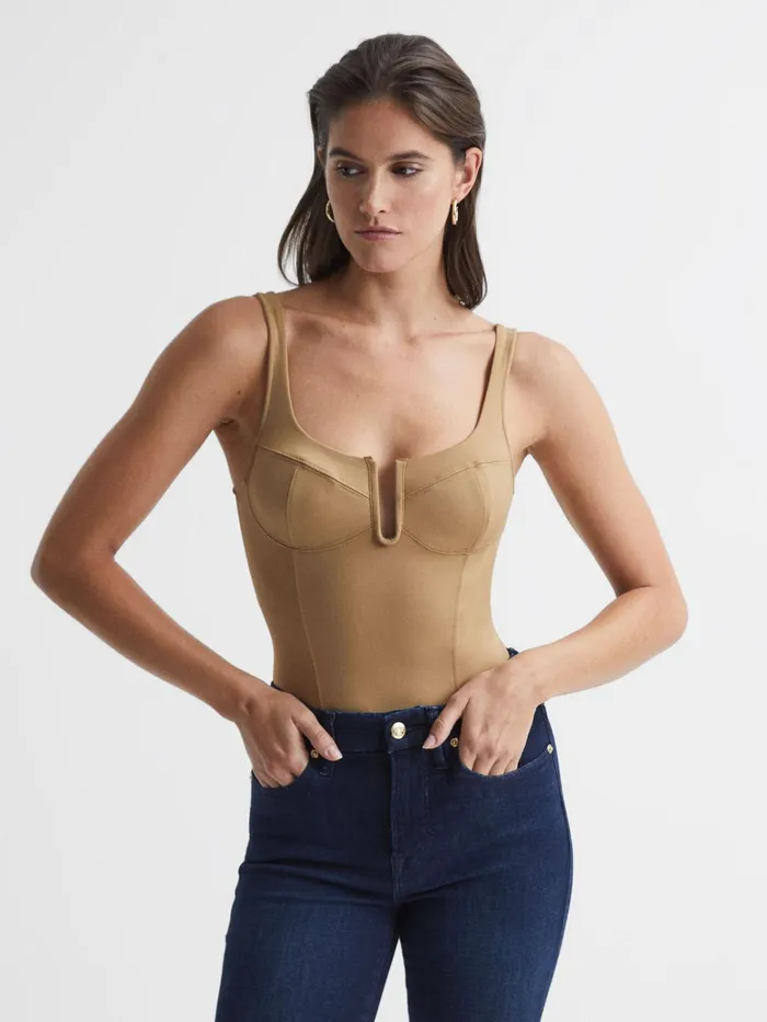 Reiss Tops Good American Good American Corset Bodysuit Taupe 8211 Women