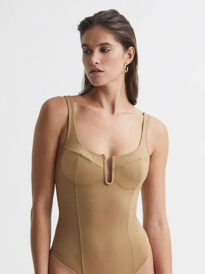 Reiss Tops Good American Good American Corset Bodysuit Taupe 8211 Women