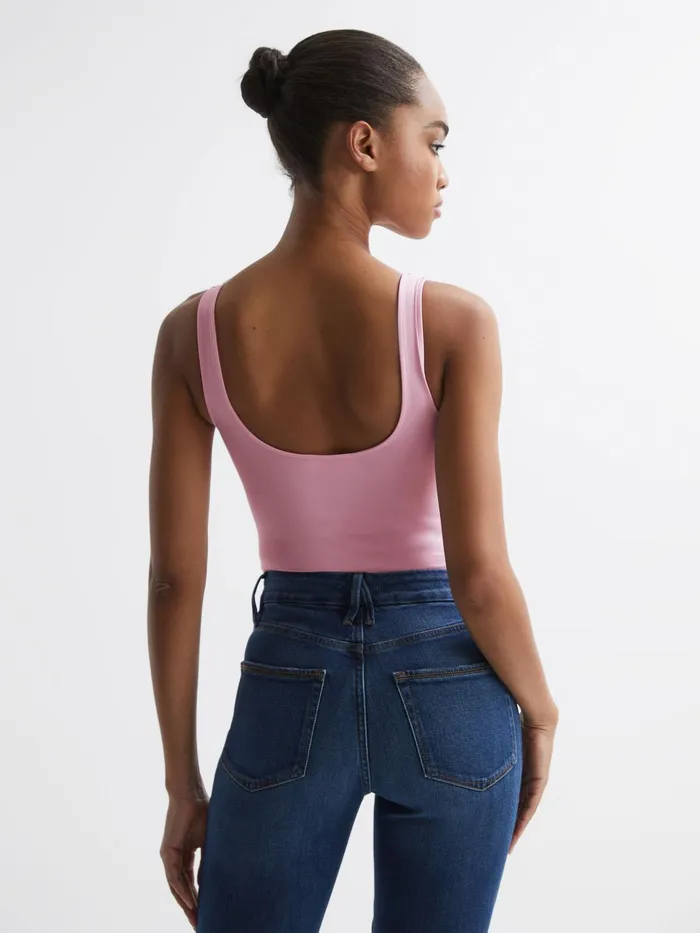 Reiss Tops Good American Square Neck Bodysuit Soft Pink 8211 Women