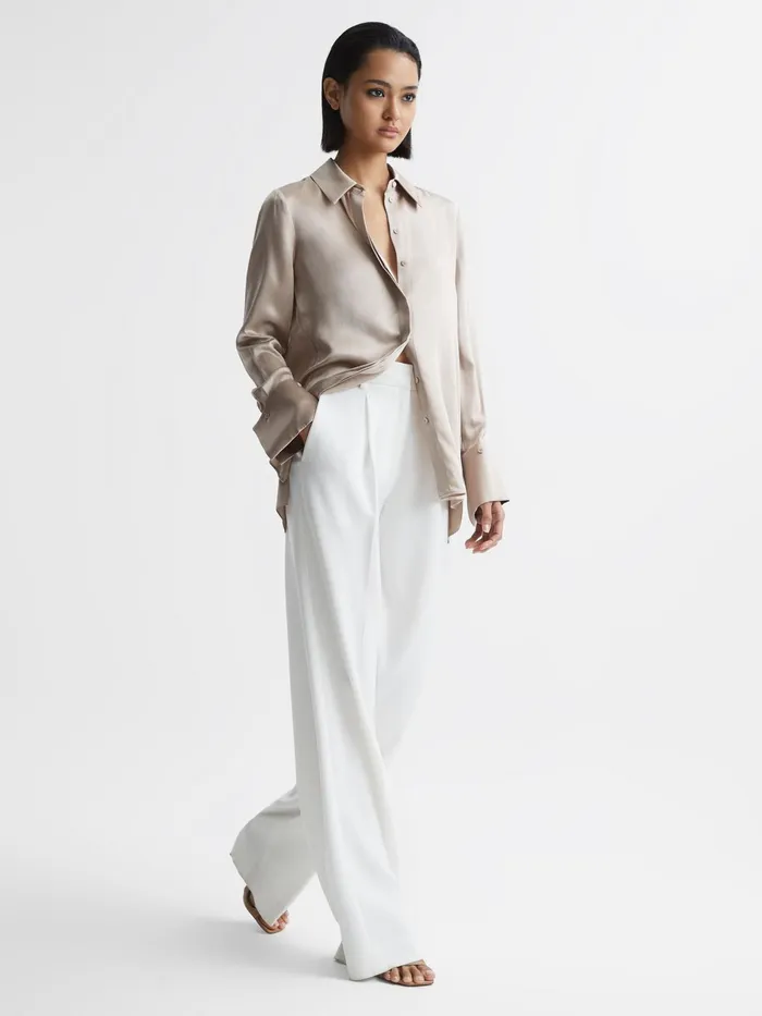 Reiss Tops Hailey Silk Shirt Champagne 8211 Women