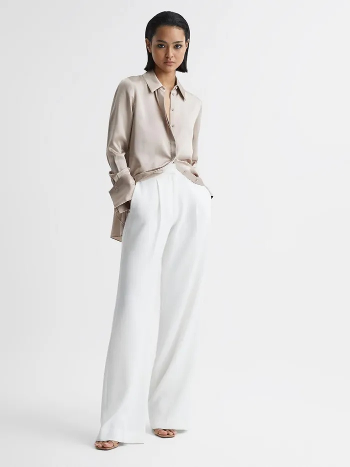 Reiss Tops Hailey Silk Shirt Champagne 8211 Women