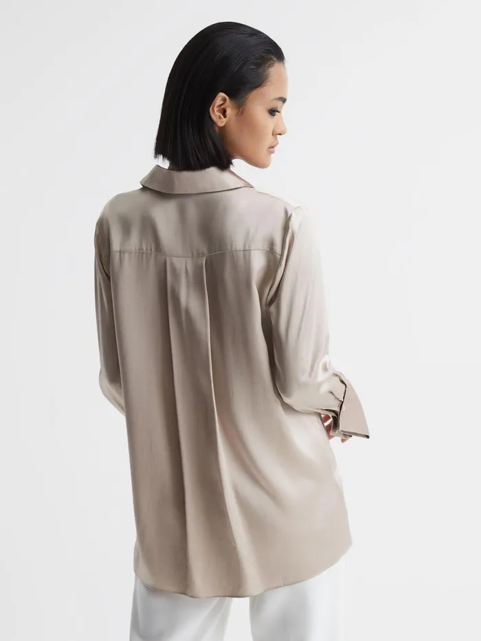 Reiss Tops Hailey Silk Shirt Champagne 8211 Women