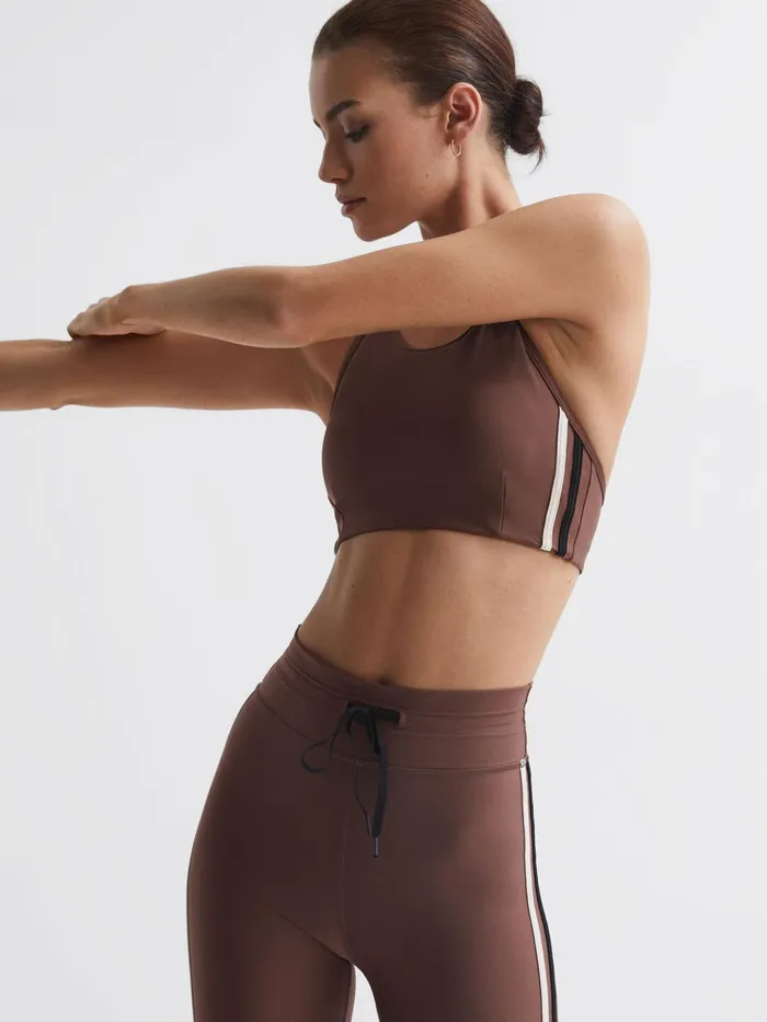 Reiss Tops Hustle Linda The Upside Racerback Sports Bra Brown 8211 Women