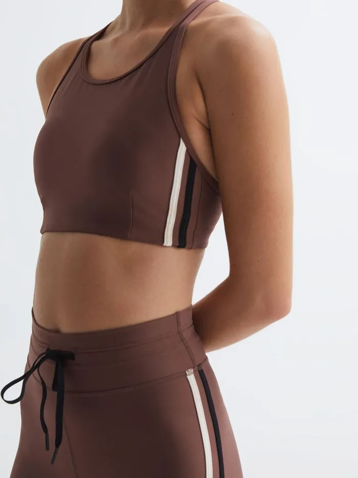 Reiss Tops Hustle Linda The Upside Racerback Sports Bra Brown 8211 Women