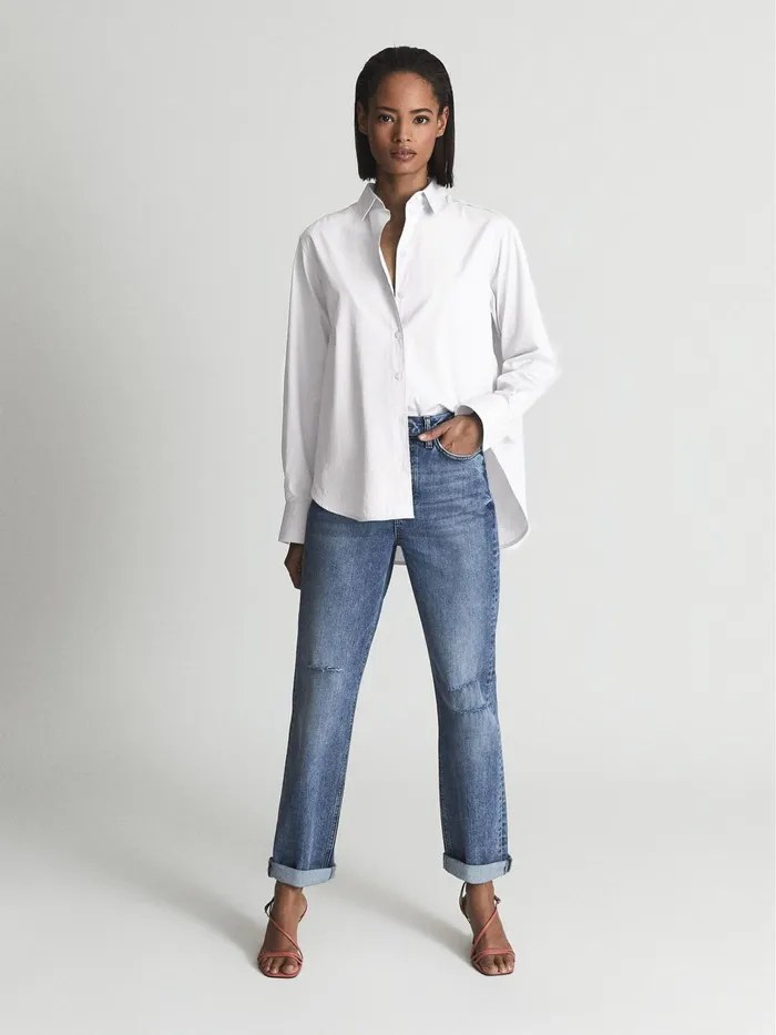 Reiss Tops Jenny Cotton Poplin Shirt Blue 8211 Women