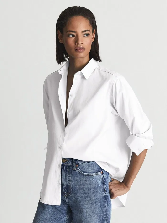 Reiss Tops Jenny Cotton Poplin Shirt Blue 8211 Women